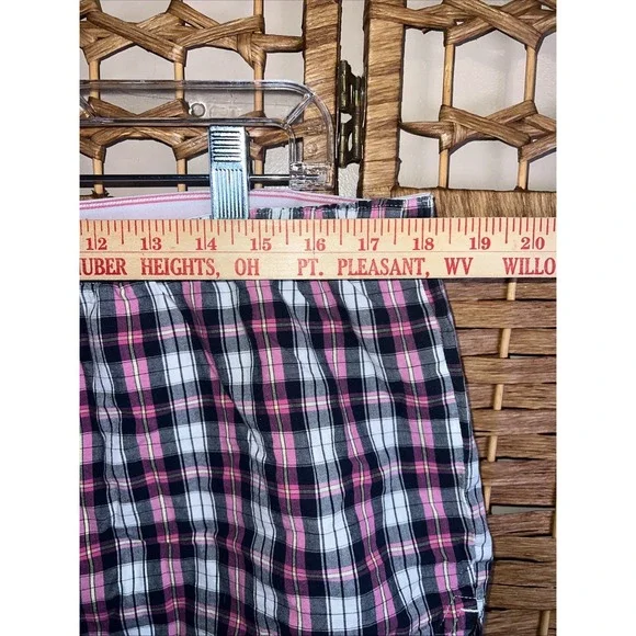 Y2K Aerie Brand Pink White Black Boxer Shorts Plaid Women's Size XL - Picture 4 of 6